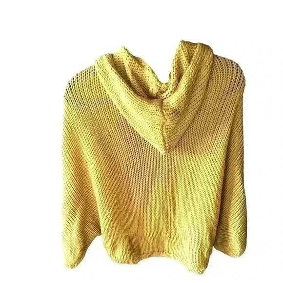 OneSize hooded sweater shrug.Citron chartreuse color. Cocoon style sleeves NWOT. - Picture 3 of 7